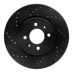 Hyundai Accent Brake Rotor (1) - Front Left - R1 Concepts - Drilled & Slotted - Black - `12-`23